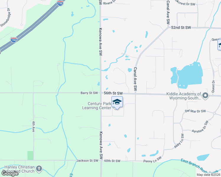 map of restaurants, bars, coffee shops, grocery stores, and more near 4725 56th Street Southwest in Wyoming