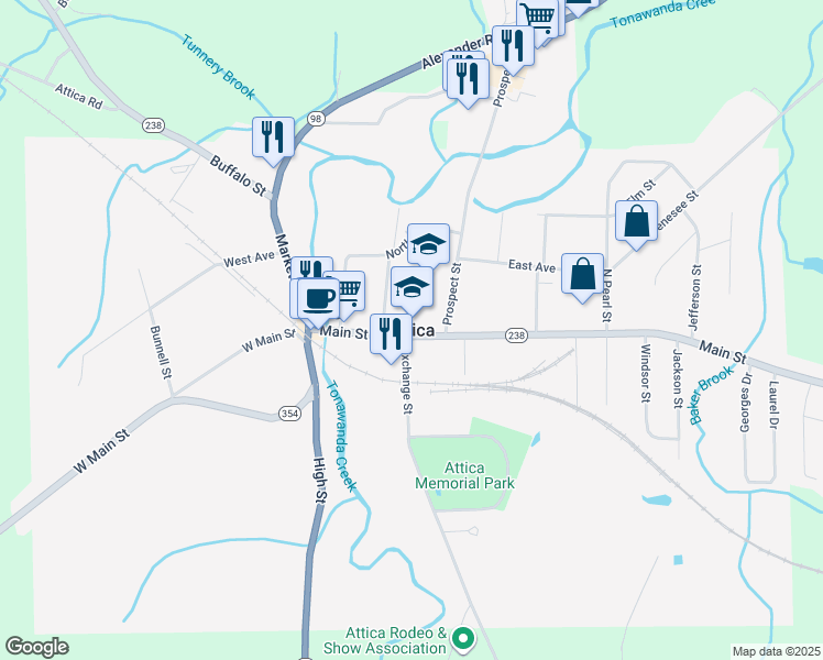 map of restaurants, bars, coffee shops, grocery stores, and more near in Attica