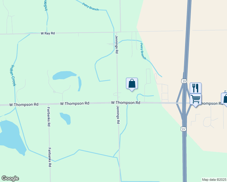 map of restaurants, bars, coffee shops, grocery stores, and more near 11222 Jennings Road in Fenton