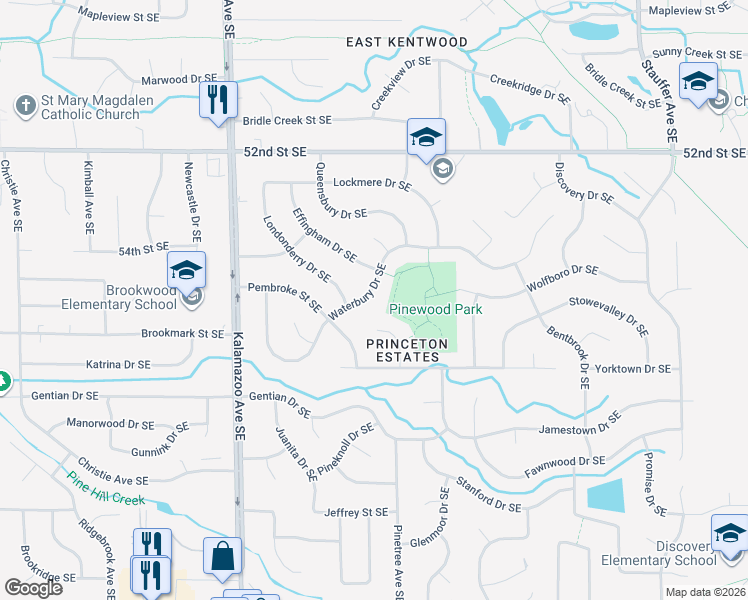 map of restaurants, bars, coffee shops, grocery stores, and more near 5512 Wilmont Court Southeast in Kentwood
