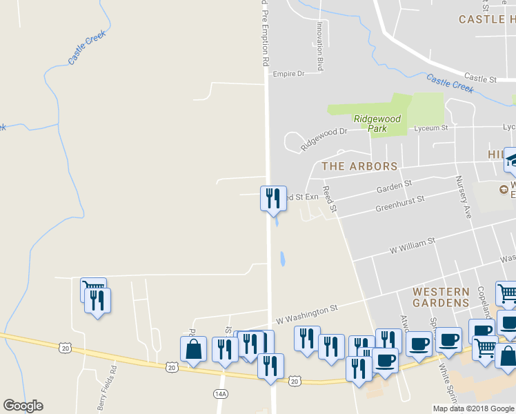 map of restaurants, bars, coffee shops, grocery stores, and more near 776 Pre Emption Road in Geneva
