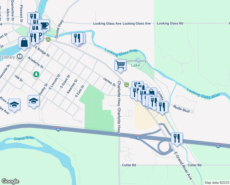 map of restaurants, bars, coffee shops, grocery stores, and more near 1235 East Bridge Street in Portland