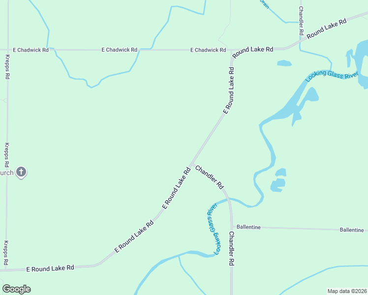 map of restaurants, bars, coffee shops, grocery stores, and more near 3653 East Round Lake Road in DeWitt