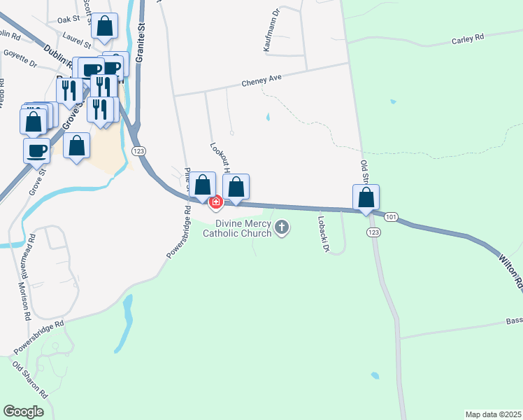 map of restaurants, bars, coffee shops, grocery stores, and more near 149 Wilton Road in Peterborough