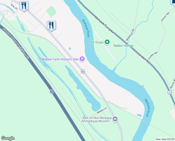 map of restaurants, bars, coffee shops, grocery stores, and more near 1080 Main St in Rotterdam Junction