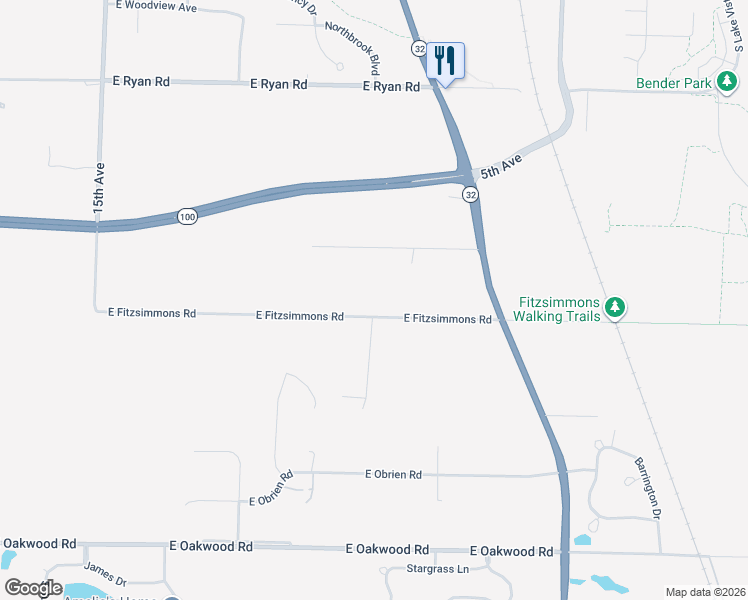 map of restaurants, bars, coffee shops, grocery stores, and more near 3721 East Garden Place in Oak Creek