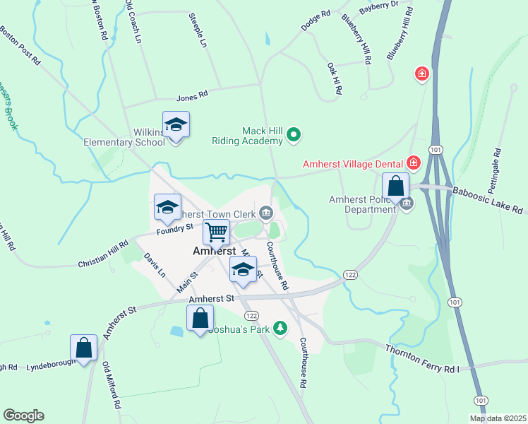map of restaurants, bars, coffee shops, grocery stores, and more near 3 Church Street in Amherst