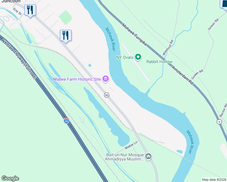 map of restaurants, bars, coffee shops, grocery stores, and more near 1080 Main Street in Rotterdam Junction