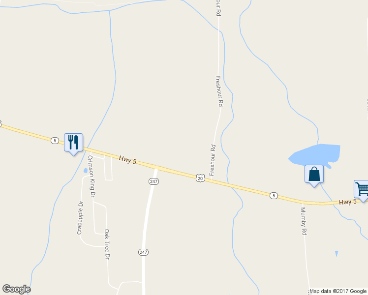 map of restaurants, bars, coffee shops, grocery stores, and more near 3890 Highway 5 in Canandaigua