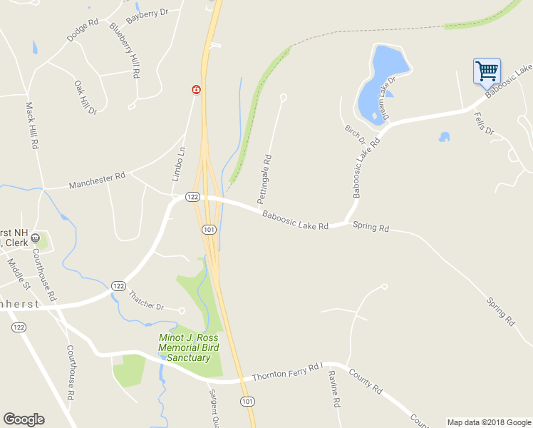 map of restaurants, bars, coffee shops, grocery stores, and more near 17 Baboosic Lake Road in Amherst