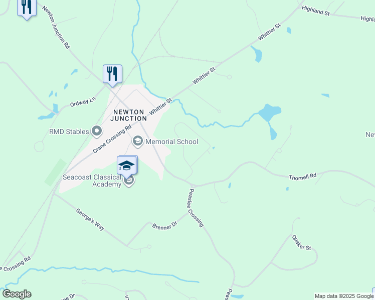 map of restaurants, bars, coffee shops, grocery stores, and more near 5 Tanglewood Drive in Newton