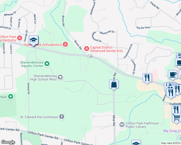 map of restaurants, bars, coffee shops, grocery stores, and more near 704 Solomon Avenue in Saratoga County