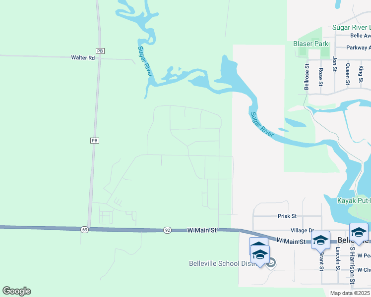 map of restaurants, bars, coffee shops, grocery stores, and more near 7250 Wisconsin 69 in Belleville