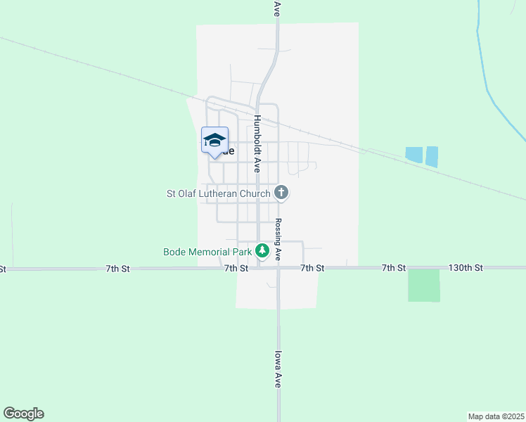 map of restaurants, bars, coffee shops, grocery stores, and more near 403 Humboldt Avenue in Bode