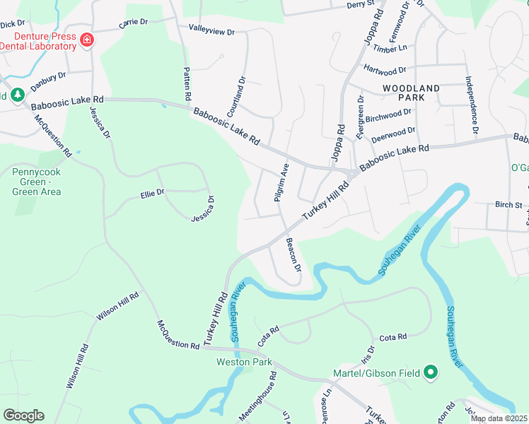 map of restaurants, bars, coffee shops, grocery stores, and more near 2 Minuteman Avenue in Merrimack