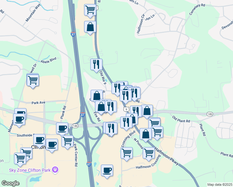 map of restaurants, bars, coffee shops, grocery stores, and more near in Saratoga County
