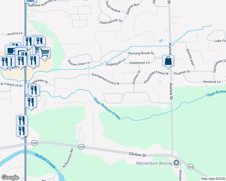 map of restaurants, bars, coffee shops, grocery stores, and more near 90 Southpoint Drive in Lancaster