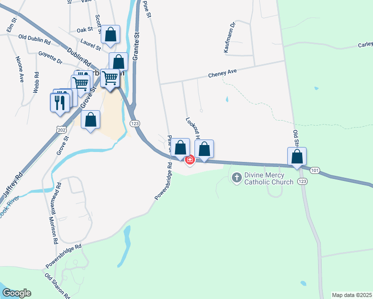 map of restaurants, bars, coffee shops, grocery stores, and more near 120 Wilton Road in Peterborough
