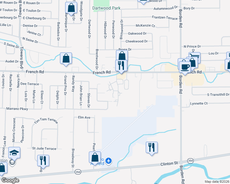 map of restaurants, bars, coffee shops, grocery stores, and more near 62 Haley Lane in Cheektowaga