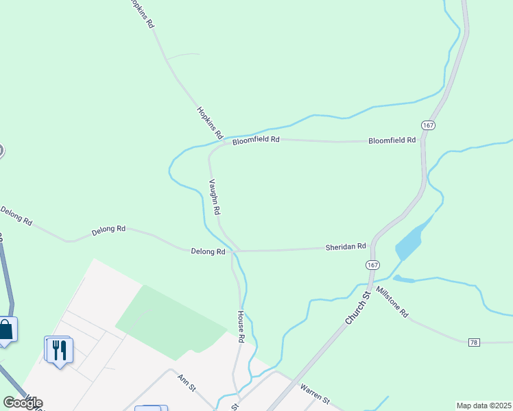 map of restaurants, bars, coffee shops, grocery stores, and more near 116 Vaughn Road in Herkimer County