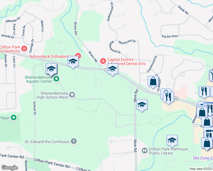 map of restaurants, bars, coffee shops, grocery stores, and more near 704 Solomon Avenue in Saratoga County