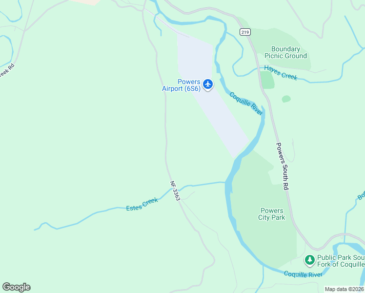 map of restaurants, bars, coffee shops, grocery stores, and more near 45651 Johnson Mountain Road in Powers