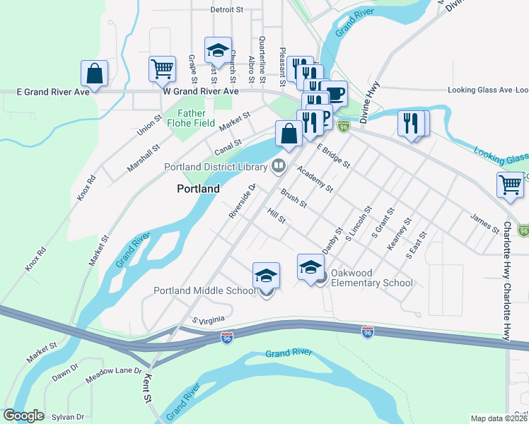 map of restaurants, bars, coffee shops, grocery stores, and more near 211 East Orchard Street in Portland