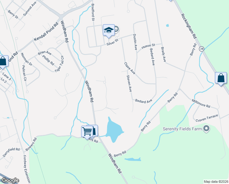 map of restaurants, bars, coffee shops, grocery stores, and more near 7 Tyler Road in Derry