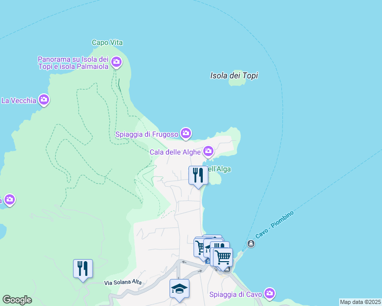 map of restaurants, bars, coffee shops, grocery stores, and more near 2 Via Frugoso in Cavo