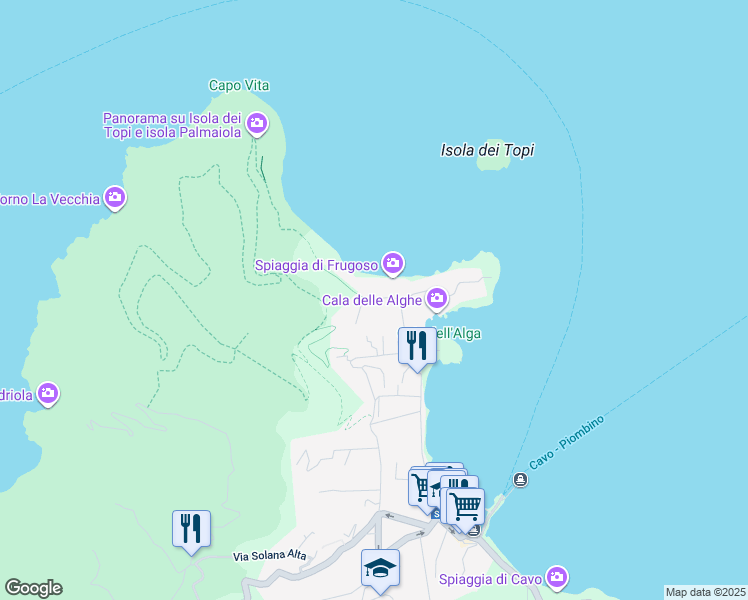map of restaurants, bars, coffee shops, grocery stores, and more near 2 Via Frugoso in Cavo