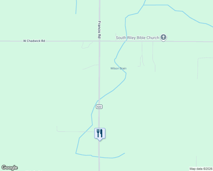 map of restaurants, bars, coffee shops, grocery stores, and more near 10001-10441 Francis Road in DeWitt