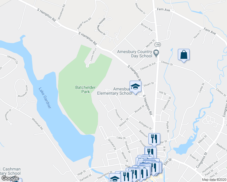 map of restaurants, bars, coffee shops, grocery stores, and more near 9 Atlantic View in Amesbury