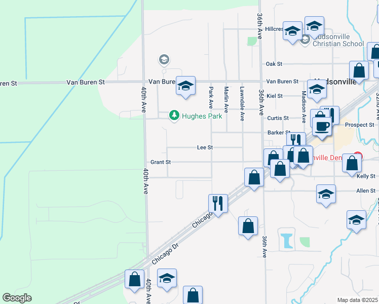 map of restaurants, bars, coffee shops, grocery stores, and more near 3897 Lee Street in Hudsonville