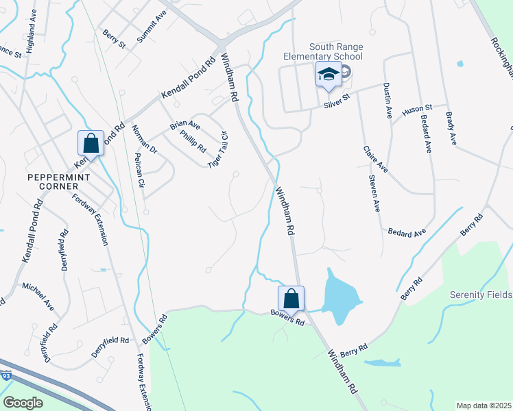 map of restaurants, bars, coffee shops, grocery stores, and more near 7 Strawberry Hill Road in Derry