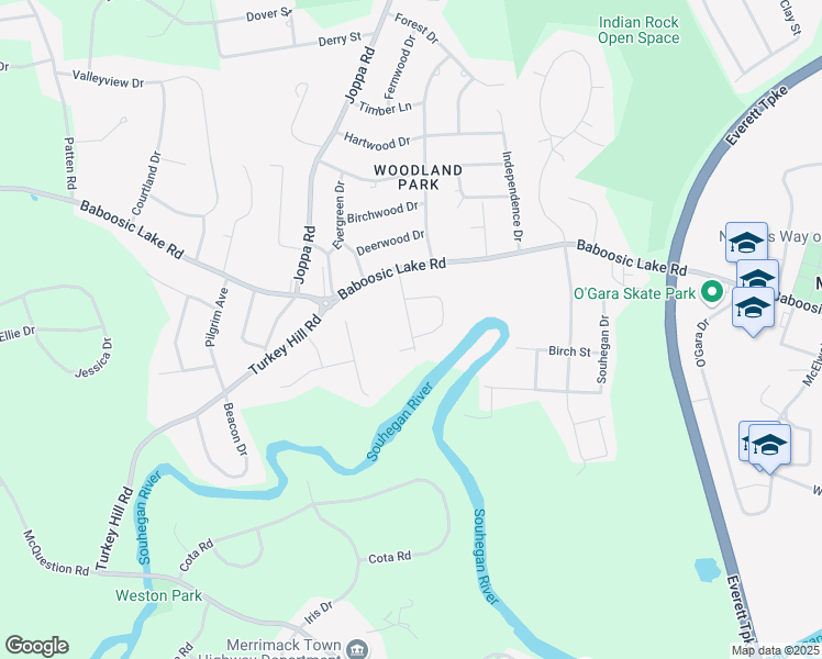 map of restaurants, bars, coffee shops, grocery stores, and more near 11 Edgewood Avenue in Merrimack