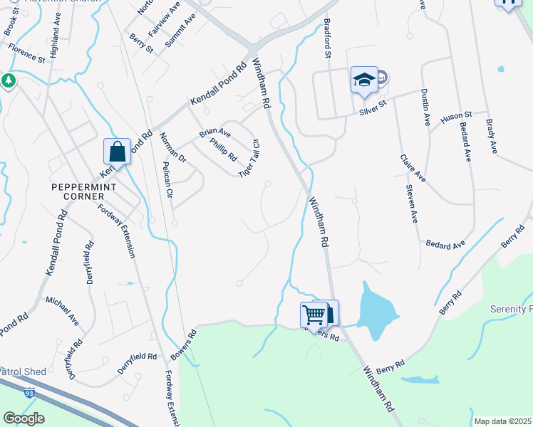 map of restaurants, bars, coffee shops, grocery stores, and more near 11 Blueberry Road in Derry