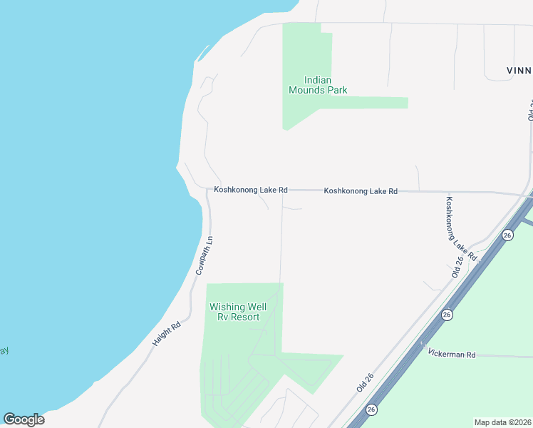 map of restaurants, bars, coffee shops, grocery stores, and more near W7619 Koshkonong Lake Road in Fort Atkinson