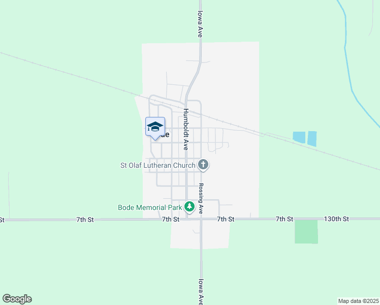 map of restaurants, bars, coffee shops, grocery stores, and more near 203 Humboldt Avenue in Bode