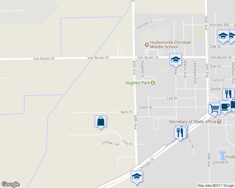 map of restaurants, bars, coffee shops, grocery stores, and more near 5391 40th Avenue in Hudsonville
