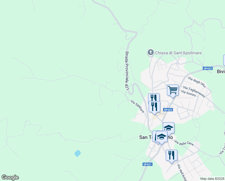 map of restaurants, bars, coffee shops, grocery stores, and more near 1 Via Manzano in Provincia di Perugia