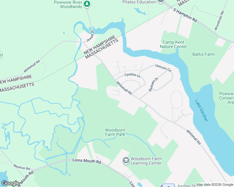 map of restaurants, bars, coffee shops, grocery stores, and more near 164 Whitehall Road in Amesbury