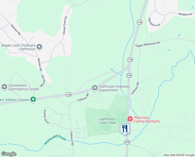 map of restaurants, bars, coffee shops, grocery stores, and more near 324 New York 146 in Saratoga County