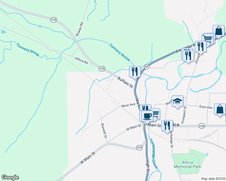 map of restaurants, bars, coffee shops, grocery stores, and more near 45 Sokol Drive in Attica