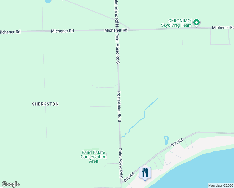 map of restaurants, bars, coffee shops, grocery stores, and more near 203 Point Abino Road South in Fort Erie