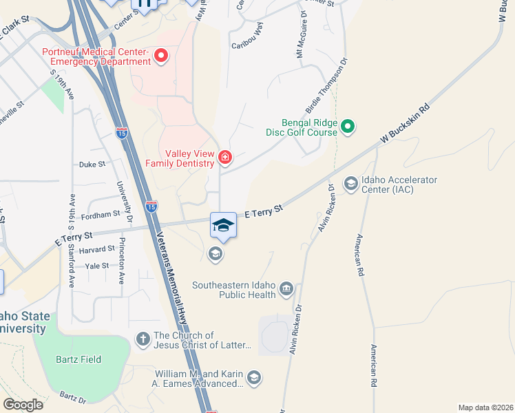 map of restaurants, bars, coffee shops, grocery stores, and more near 2302 East Terry Street in Pocatello