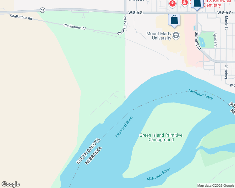 map of restaurants, bars, coffee shops, grocery stores, and more near 1400-1498 River Aspen Road in Yankton