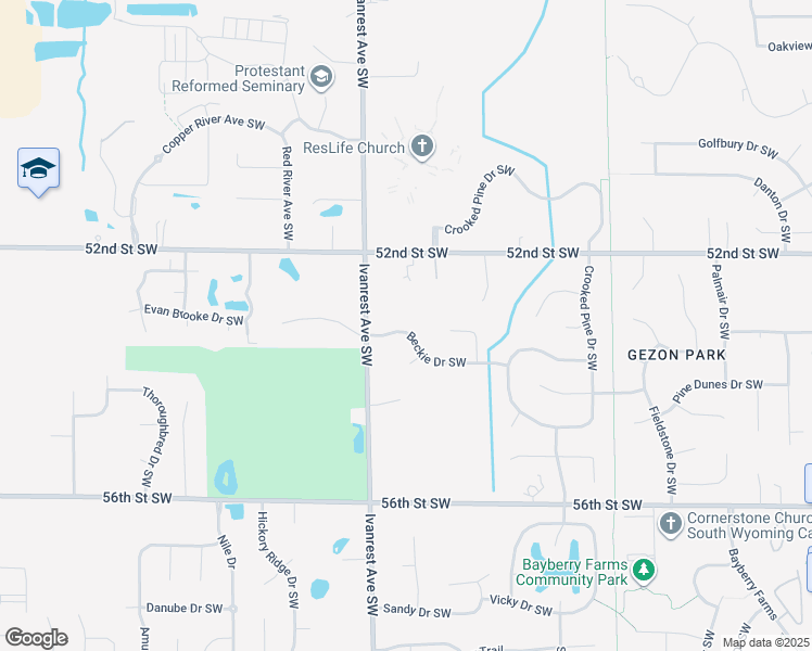 map of restaurants, bars, coffee shops, grocery stores, and more near 3161 Beckie Drive Southwest in Wyoming