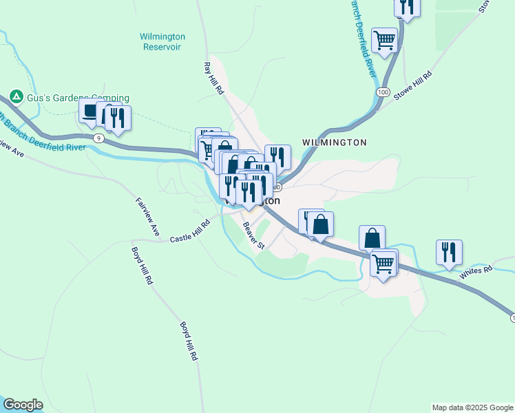map of restaurants, bars, coffee shops, grocery stores, and more near in Wilmington