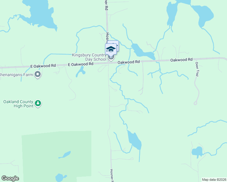 map of restaurants, bars, coffee shops, grocery stores, and more near 4832 Hosner Road in Oakland County