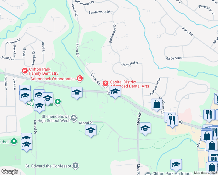 map of restaurants, bars, coffee shops, grocery stores, and more near 304 Verbeck Lane in Saratoga County